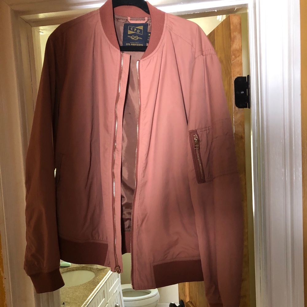 Salmon colored bomber jacket